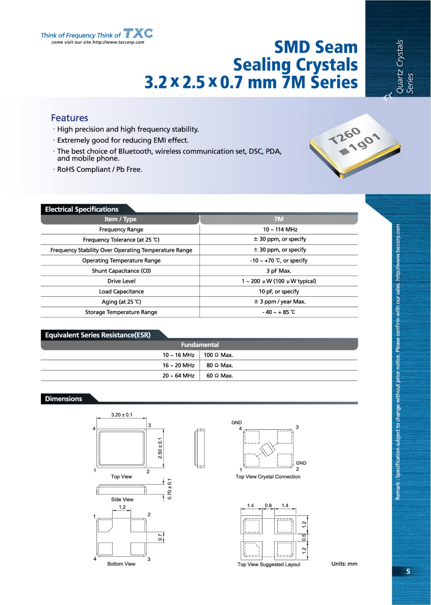 SMD Seam Sealing Crystals 7M Series